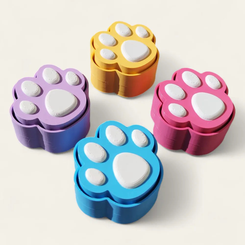 Cute Paw Print Fidget Clicker – 3D Printed Sensory Stress Relief Toy Keychain