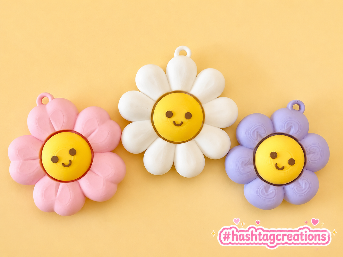 Daisy Flower Fidget Keychain – Cute Floral Clicker Toy, Stress Relief & Pocket Fidget