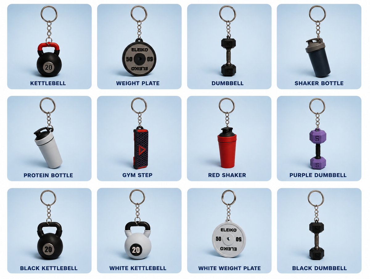 Gym Keychain 3D Printed | Dumbbell, Kettlebell & Weight Plate Keyring | Fitness Lover Gift | Gym Bag Accessory