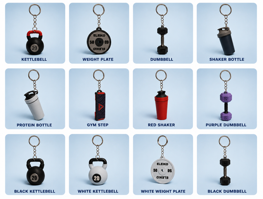 Gym Keychain 3D Printed | Dumbbell, Kettlebell & Weight Plate Keyring | Fitness Lover Gift | Gym Bag Accessory