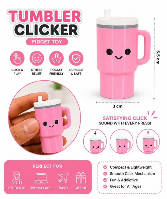 Cute Tumbler Clicker Fidget Toy Keyring – Satisfying Press & Click