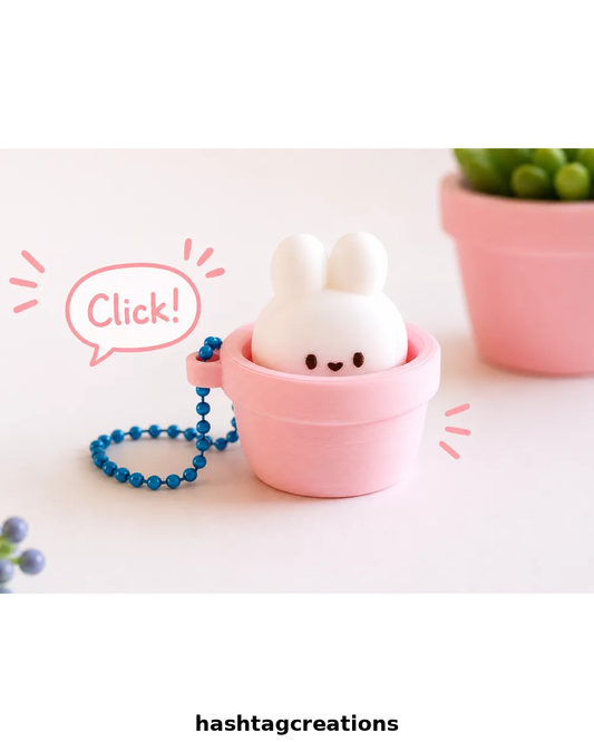 Cute Bunny Clicker Keychain – 3D Printed Fidget Toy & Stress Relief Sensory Toy