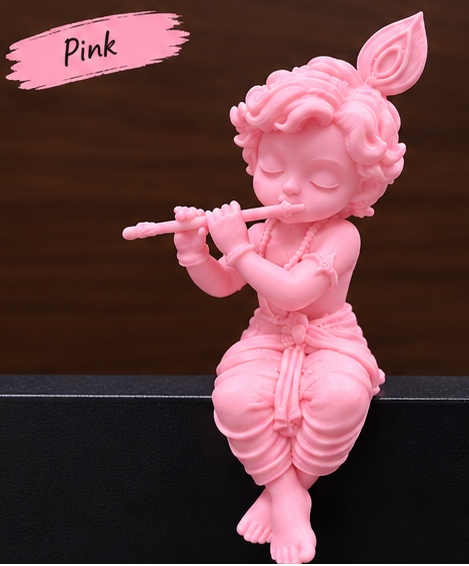Edge-Sitting Baby Krishna Flute Figurine