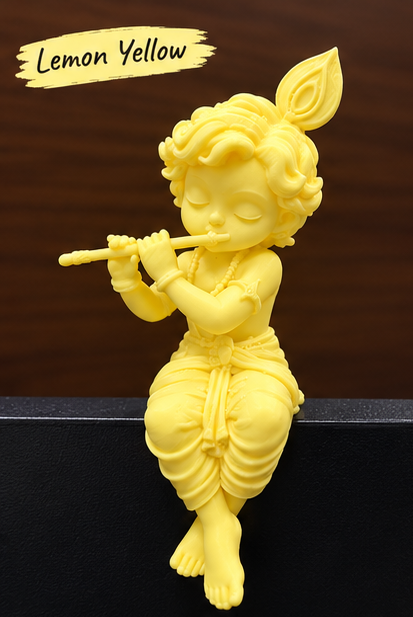 Edge-Sitting Baby Krishna Flute Figurine